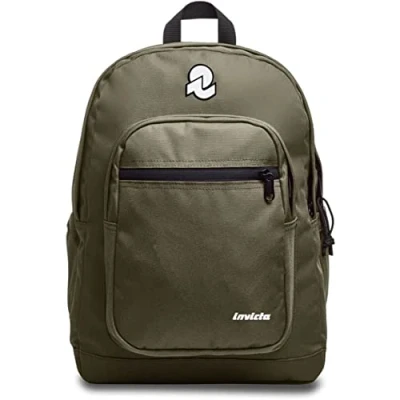 Image de INVICTA Sac à Dos JELEK Double Compartiment Poche Porte Bouteille pour école, Voyage et Loisirs Maxi capacité 38 l, Vert (Militaire), Taglia Unica, américain