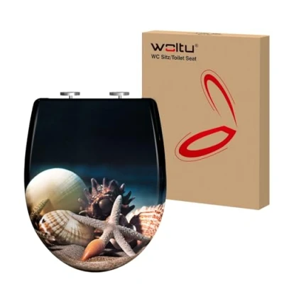 Image de WOLTU Abattant WC avec Frein de Chute, Lunette Toilettes, en Forme O, Dégagement Rapide, Charnières Réglables, Plastique Duroplast