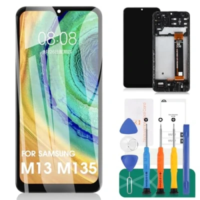 Image de pour Samsung Galaxy M13 4G Ecran LCD de Remplacement SM M135F Tactile Digitizer Kits Réparation avec Cadre (Noir, Pas 5G)