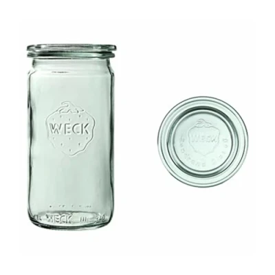 Image de Weck Lot de 6 pots fraîcheur, verre 340 ml Roue rr60 avec couvercle en dans l&#039;original Carton, Verre, transparent, Mit Glasdeckel, Ringen und Klammern
