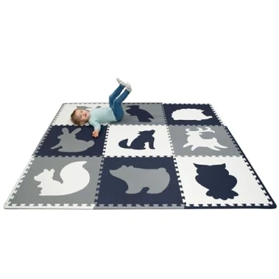 Image de Hakuna Matte Grand Tapis Puzzle pour bébé 1,8 x m 9 Panneaux XXL 60 cm avec Motifs Animaux de Jeu 20% Plus épais dans Un Emballage Recyclable d&#039;éveil sans polluants