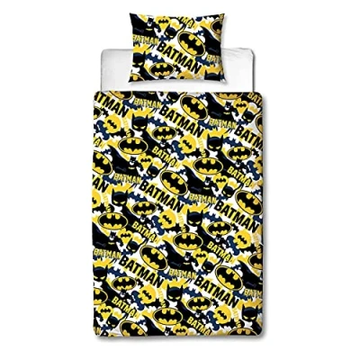 Image de Ensemble housse de couette et taie d&#039;oreiller simple Batman Camo Bleu / Jaune Blanc