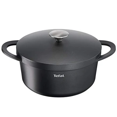 Image de Tefal Trattoria E21846 Cocotte en Fonte d&#039;aluminium avec revêtement Anti adhésif, Bonne Conservation de la Chaleur, Plats mijotés, Convient à Tous Les Types plaques Cuisson courantes,