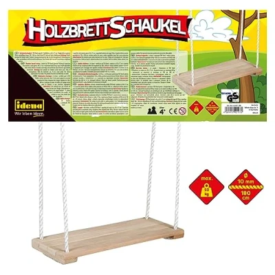 Image de Idena 40197 balançoire en Bois pour Enfants à partir de 3 Ans, avec Cordes Maintien réglables et Anneaux Acier, capacité Charge jusqu&#039;à 50 kg, Un Plaisir sans soucis,