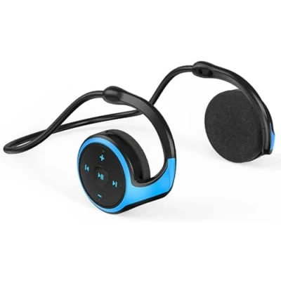Image de SUJAHHUJIQ casque derrière la tête, Bluetooth 5.0 enveloppant autour de léger, petit, pliable, sans fil, sport résistant à transpiration avec microphone, fente pour carte
