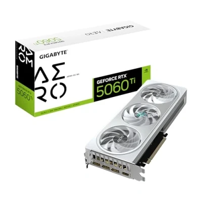 Image de GIGABYTE GeForce RTX 5060 Ti AERO OC 8G Carte Graphique 8 Go GDDR7, 128 bits, PCI E 5.0, 2647 MHz Fréquence du processeur, 3 x DisplayPort, 1 HDMI, GV N506TAERO 8GD Neuf
