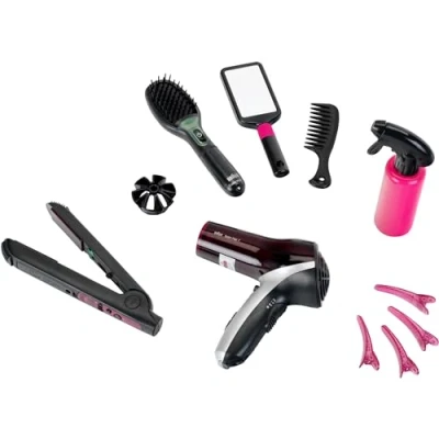 Image de Theo Klein 5873 Mégaset de coiffure Braun Satin Hair 7 Avec lissecheveux, brosse et nombreux autres accessoires Sèchecheveux à piles Dimensions l&#039;emballage : 48 cm x 8 26 Jouet pour enfants partir 3 ans