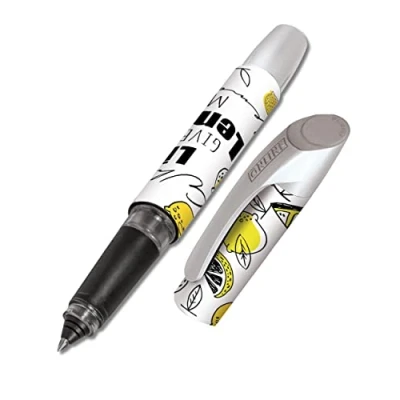 Image de Online stylo roller ergonomique Citron │ pour l&#039;école et le lycée poignée souple gauchers droitiers cartouches d&#039;encre standard, rechargeables, couleur bleue stylos étudiants