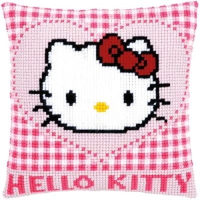 Image de Kit coussin au point de croix Hello Kitty et cœur