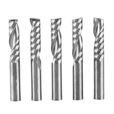 Image de End Mills, 5PCS 6mm Shank Tungsten Carbide Single Flute Spiral Cutters, CNC Milling Bits, for Cutting Acrylic, PVC, MDF Density Board
