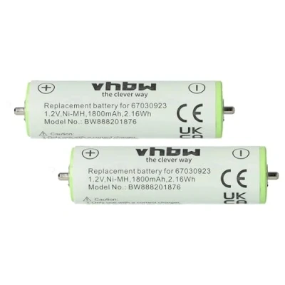 Image de vhbw 2X Batteries pour rasoirs/tondeuses Compatible avec Braun Series 1, 3, SmartControl (1800mAh, 1,2V, NiMH)