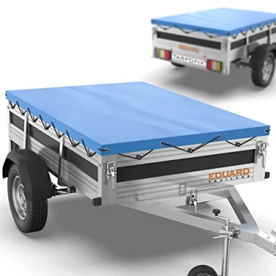 Image de Tarpofix® Bâche Protection Plate 266 x 160 10 cm avec Corde de remorque renforcée en PVC Bache pour Divers modèles remorques Voitures 750kg &amp; 1000kg