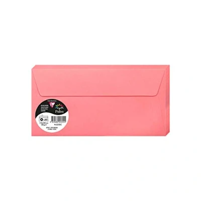 Image de Clairefontaine 5355C Paquet de 20 Enveloppes Auto Adhésives Format DL 11x22cm 120g/m² Coloris Litchi Invitation Evènements et Correspondance Gamme Pollen Papier Premium Lisse