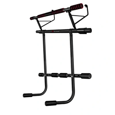 Image de KESSER® barre de traction premium 4 en 1, avec station pour dips et cordes ondulatoires, pliable porte, accrochage sûr au chambranle, pull up Crossfit, vert