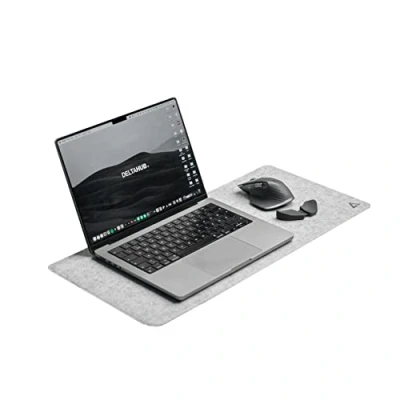 Image de DELTAHUB sous main de bureau minimaliste en feutre, anti rayure, antidérapant, facile à nettoyer, glisse facile, durable, design élégant, confortable, résistant, main, PC, Mac, ordinateur