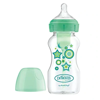 Image de Dr. Brown&#039;s Biberon anti coliques Large Options + 270 ml Vert Étoiles 0 mois