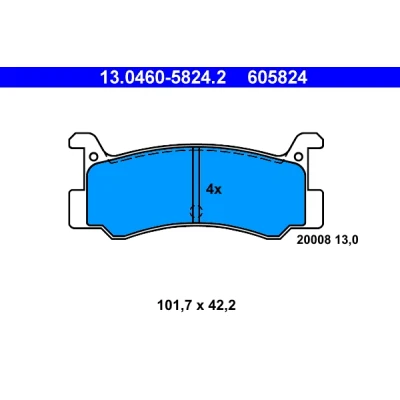 Image de ATE 13.0460 5824.2 Jeu de plaquettes frein non préparé pour indicateur d&#039;usure, contact signal d&#039;usure exclu MAZDA: MX 3, 323 III Break