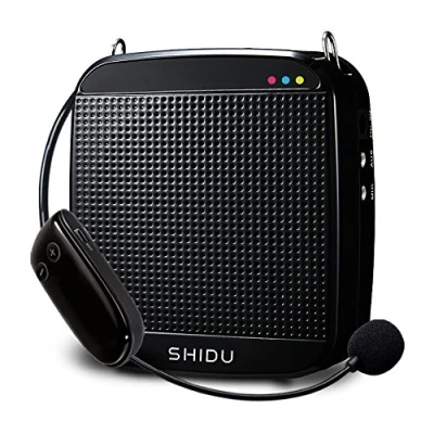 Image de Amplificateur de voix sans fil micro avec ampli Amplificatore vocal wireless SHIDU UHF 18W voice amplifier portatile ystème sonorisation pour enseignants, guides, entraîneurs, présentateurs