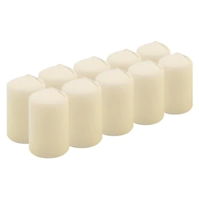 Image de Hofer Bougies Pilier 10 pièces 7 Heures de Combustion Ivoire 5 cm x 8 Cire Non parfumée, sans Gouttes, Longue durée, qualité UE