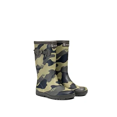 Image de Aigle POP PT Unisex Bottes en Caoutchouc pour enfants, Taille: 20, Khaki naturel