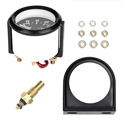 Image de manometre temperature d&#039;eau,Capteur de thermomètre à eau 2 pouces, outil universel d&#039;inrument jauge température l&#039;eau numérique LED camion voiture 52mm