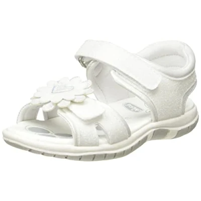 Image de Chicco Sandales à Double Velcro Blanc, Confortables, Légères, Flexibles et Transpirantes Fille, Blanc (3), 24 EU, Conçu en Italie