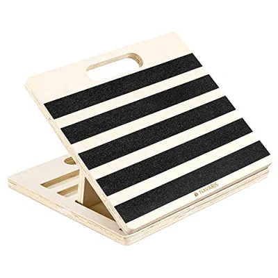 Image de Navaris Planche à étirement pour Mollets 3 Angles Ajustables Exercices inclinés en Bois avec Bandes antidérapantes Accessoire Fitness
