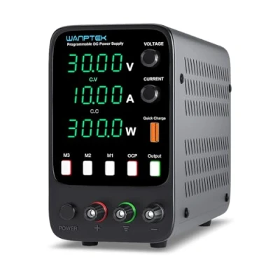 Image de WANPTEK POWER Alimentation Laboratoire（0 30V,0 10A),Alimentation DC stabilisée réglable de Haute précision avec Affichage LED à 4 Chiffres et 3 Groupes Stockage données