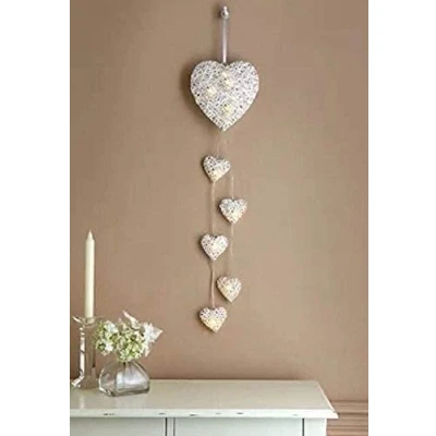 Image de Makimoo Guirlande lumineuse LED en forme de cœur à suspendre, fil rotin artisanal, alimentée par 2 piles AA