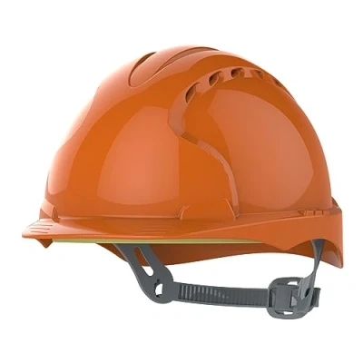Image de JSP EVO®2 Safety Helmet with Slip Ratchet Adjustment Harness Vented EN 397 Industrial Hard Hat for Building, Construction and Work sites Orange (JSP AJF030 000 800)