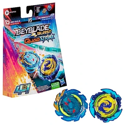 Image de Beyblade Burst QuadStrike Dual Pack, Pack de 2 toupies compétition Komet Helios H8 and Tidal Pandora Epic P8