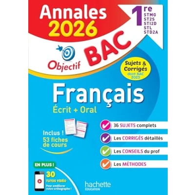 Image de Annales Objectif BAC 2026 Français 1res STMG STI2D ST2S STL STD2A STHR (Broché)