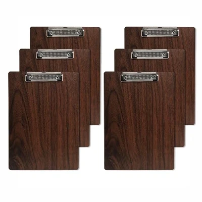 Image de GUOKOFF 6 Pièces En Bois Porte Bloc A5 Avec Pince, Clipboard A5, Planchettes à Pince pour Papier d&#039;écriture Memo des Dossiers, Document Clip, Marron