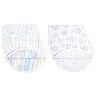 Image de aden + anais bavoirs d’épaule burpy bib®, 100% Mousseline de coton biologique, Bavoir à 4 épaisseurs usage multiple, super doux et absorbant, Lot 2, 0 36 mois, above the cloud