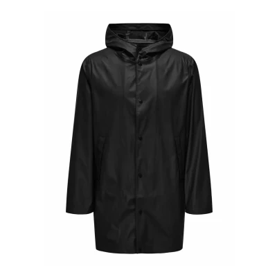 Image de ONLY &amp; SONS Onsluca Rain Coat OTW Imperméable, Noir, L Hommes