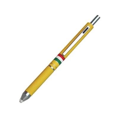 Image de Osama, Quadra Stylo Bille 0,8 mm Pointe Fine + Porte Mine 0,5 mm, à Déclic en Caoutchouc Couleur avec Encre Noire, Bleue et Rouge, Idéal pour Papeterie, Fourniture Scolaire Bureau, Jaune