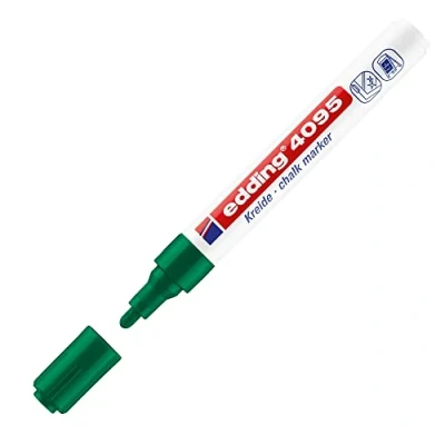 Image de edding 4095 Marqueur craie liquide vert 10 feutres pointe ronde 2 3 mm feutre effacable pour écrire sur les vitres,le verre ardoise aux couleurs opaques