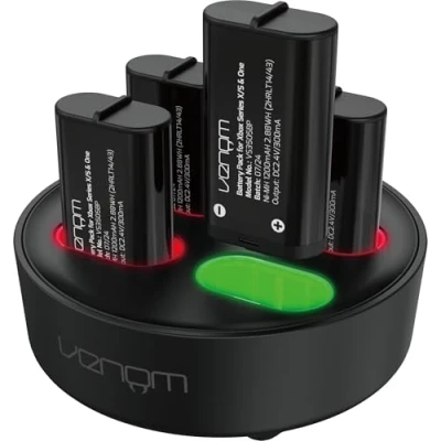 Image de Venom Pack de 4 batteries rechargeables Xbox avec station charge 2880 mWh / 1200 mAh (Xbox Series X et S/Xbox One)