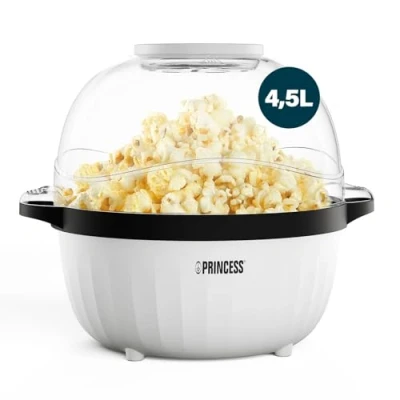 Image de Princess Machine à Pop corn, 450W, Tige de Brassage Motorisée, Plateau Beurre, Couvercle Transparent, Bol Réversible, Facile Nettoyer, Antidérapante, Compacte, 292980