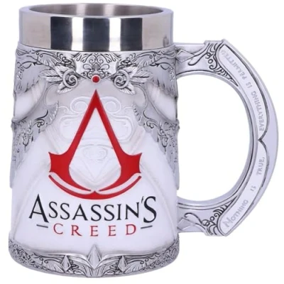 Image de Nemesis Now B5296S0 Chope Assassins Creed sous Licence Officielle en Résine et Acier Inoxydable Blanc [Ancien Modèle]