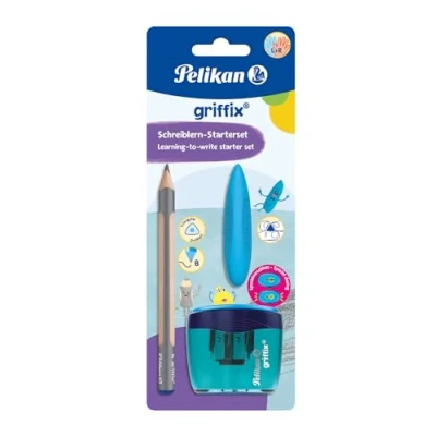 Image de Pelikan Griffix Set composé d&#039;une gomme, d&#039;un taille crayon, bleu