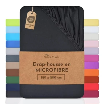 Image de NatureMark en Draps Housses Microfibre à Un Prix avantageux ! Beaucoup de Tailles et Couleurs (120x200 cm, Noir)