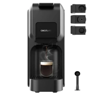 Image de Cecotec Cafetière Compacte Superautomatique avec Cuiseur Vapeur Compact Cremmaet. 1350W, 19 Barres, Système Thermoblock, Réservoir de Grains Café 150gr Broyeur et 1,1 L d&#039;Eau