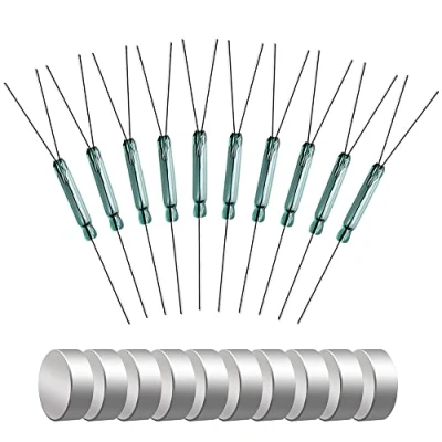 Image de Gebildet 10pcs 3 Broches Verre Interrupteur Reed,Interrupteur à Induction Magnétique (2.5mmx14mm) Normalement Ouvert N/O N/C SPDT Reed Contact+10pcs Pièce d&#039;aimant