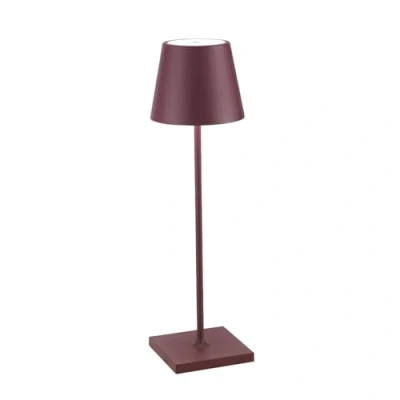 Image de Zafferano, Lampe Poldina Pro, de Table Rechargeable et Sans Fil avec Contrôle Tactile, Utilisable également comme d&#039;Extérieur, Dimmer 2200 3000 K, Hauteur 38 cm, Couleur Bordeaux