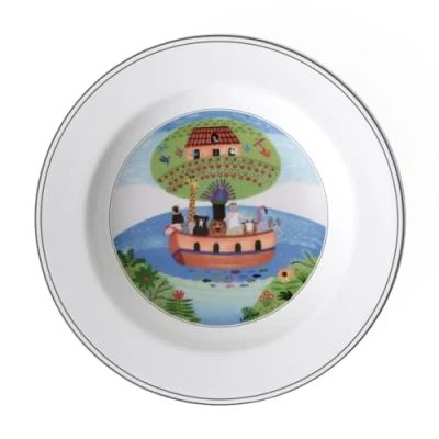 Image de Villeroy &amp; Boch Design Naif Assiette creuse &quot;Arche de Noé&quot;, 21 cm, Porcelaine Premium, Blanc/Multicolore
