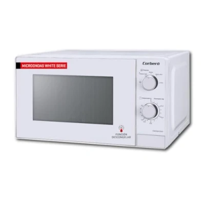Image de Corberó CMICM4020W Micro ondes à installation libre, cap. 20 litres, blanc, puissance 700 W, décongélation, 5 niveaux puissance, contrôle mécanique, température 35 min, plateau rotatif 255