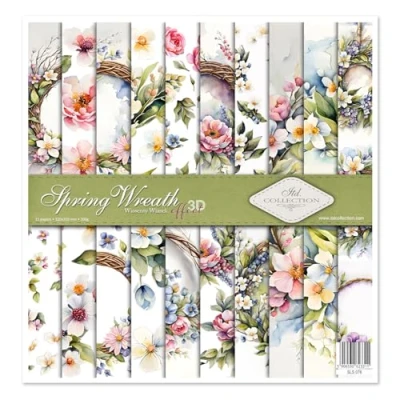 Image de ITD Collection Set de Papier découpage Scrapbooking 12 x Zoll, 310 320 mm, Dekorpapier 30 g/m² Scrapbook (SLS 076 Spring Wreath)