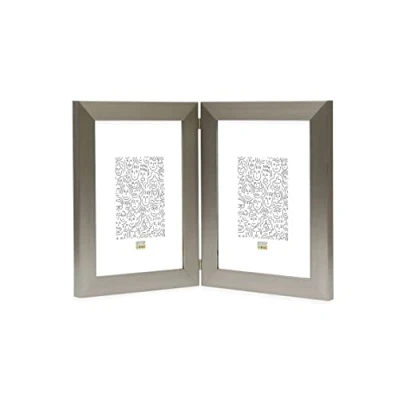 Image de Deknudt Frames S41VD1 H2V Cadre Photo Diptyque Vertical Résine Argenté 10 x 15 cm