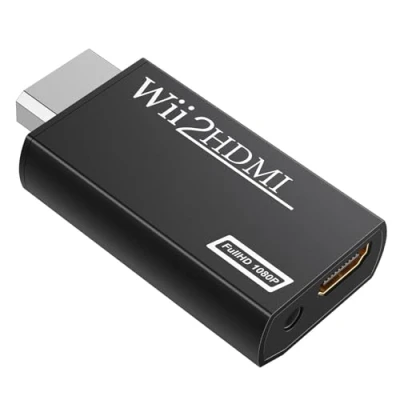 Image de Adaptateur Wii vers HDMI, Gana HDMI Convertisseur connecteur avec 1080p/720p Sortie Vidéo et Audio de 3,5 mm Prise en Charge Tous Les Modes d&#039;affichage (Noir)